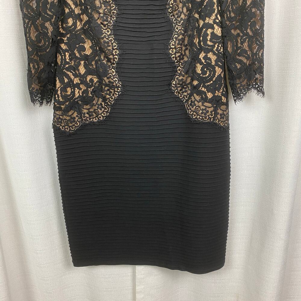 Tadashi Shoji Black Lace Inset Sheath Midi Dress Sz.L - Picture 6 of 14